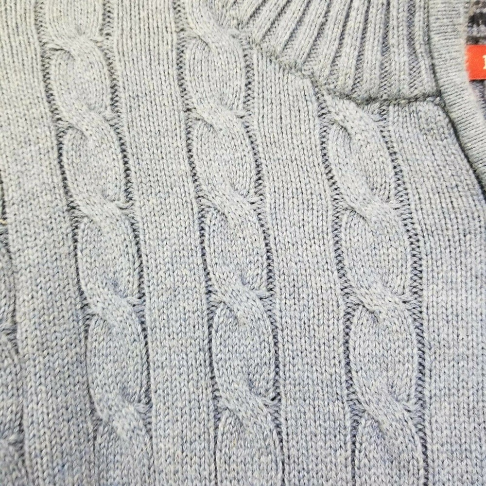 Izod Mens Blue Cable Knit 1/4 Zip Pullover Sweater M - Picture 3 of 11
